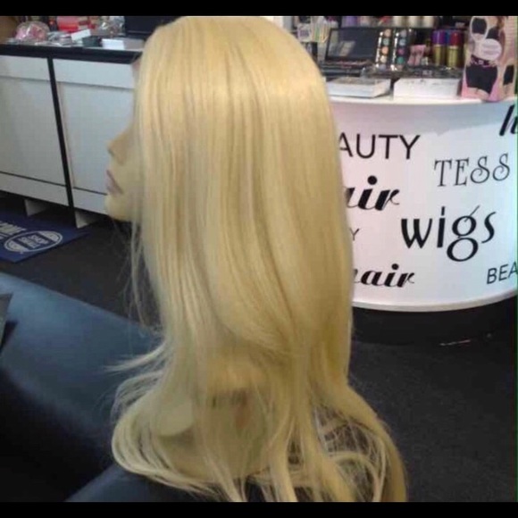 Wig Long blonde human hair Blende Long Wig - Picture 7 of 8